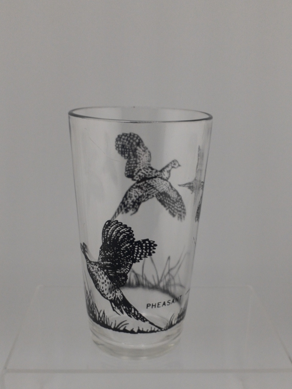 Vintage MCM Federal Glass Barware Highball Glass Pheasant Design